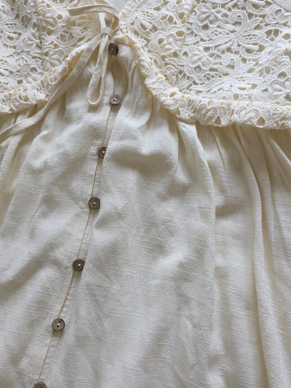 Listicle Beige Lace Maternity Mini Dress Long Sleeves Boho Cottagecore Romantic - Picture 5 of 9